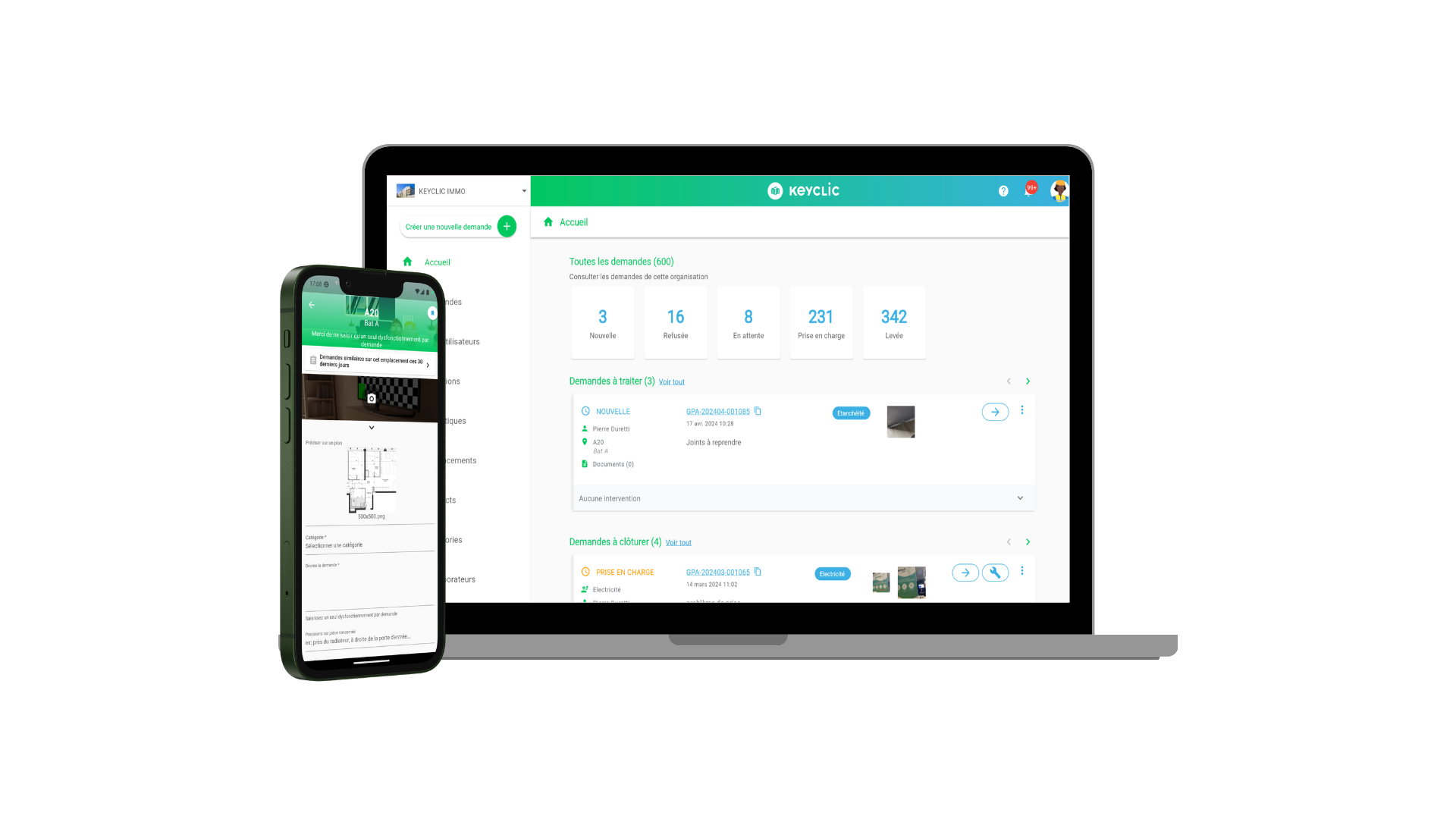 Keyclic - Keyclic - tableau de bord en back-office pour un MOA