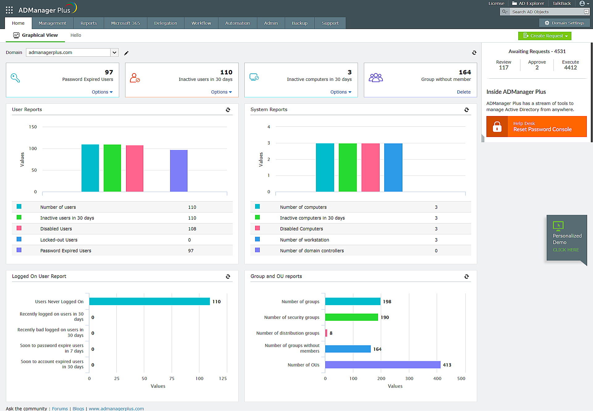 ManageEngine ADManager Plus screenshot